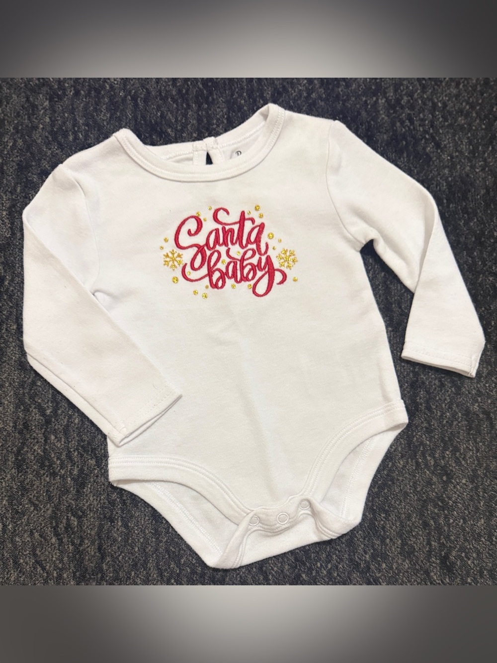 White "Santa Baby" Long-Sleeve Baby One-Piece Bodysuit